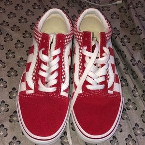 Red and white checkered vans